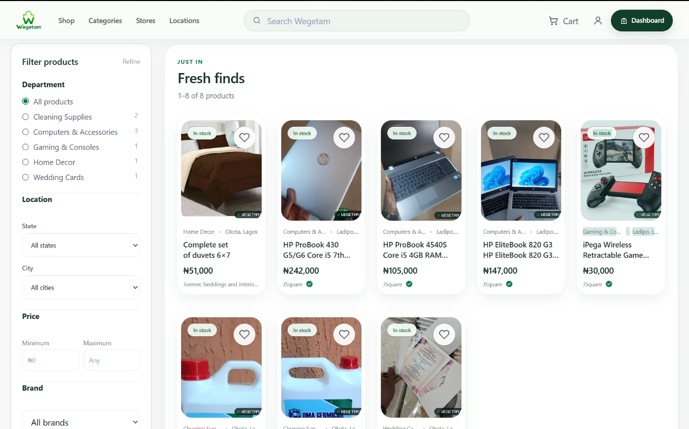 Wegetam platform screenshot 2